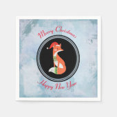 Serviette En Papier Renard orange en chapeau rouge Noël Joyeux Noël (Devant)