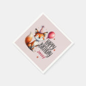 Serviette En Papier Renard personnalisé Joyeux anniversaire (Coin)