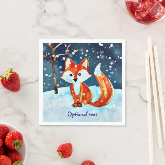 Serviette En Papier Renard rouge en neige (En situation)