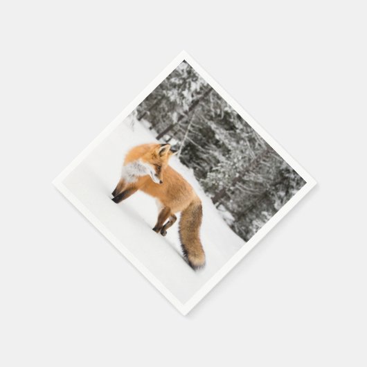Serviette En Papier Renard rouge en neige blanche (Coin)