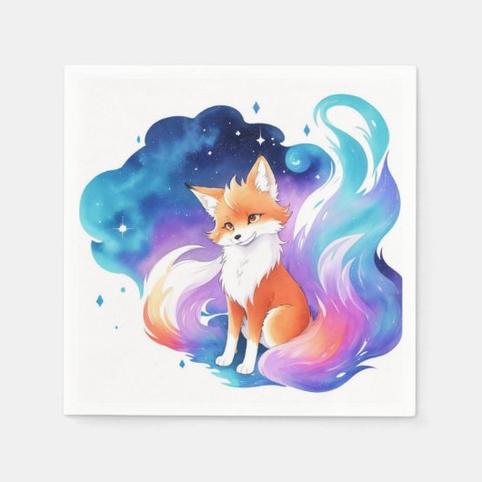 Serviette En Papier Renard rouge enchantement Anniversaire (Devant)