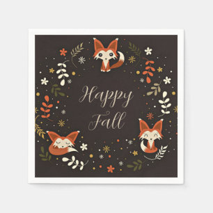 Serviette En Papier Renards d'automne avec texte personnalisable 