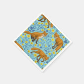 Serviette En Papier Renards et papillons sur le bleu de la piscine (Coin)