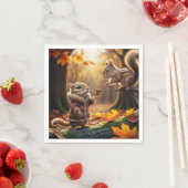 Serviette En Papier Rencontre avec Chipmunk dans un bois d'automne (En situation)