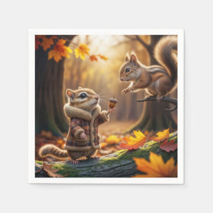 Serviette En Papier Rencontre avec Chipmunk dans un bois d'automne