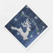 Serviette en papier Renne de Noël Rustique Bleu (Coin)