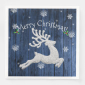 Serviette en papier Renne de Noël Rustique Bleu (Devant)