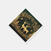 Serviette En Papier Renne doré et décorations (Coin)