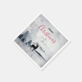 Serviette En Papier Rennes dans l'Aquarelle gris sauvage Noël (Coin)