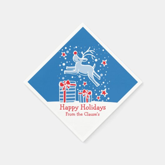 Serviette En Papier Rennes de Noël bleu rouge blanc serviettes en papi (Coin)