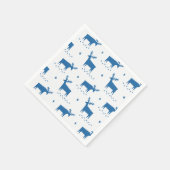 Serviette En Papier Rennes de Noël. Motif d'animaux de la forêt bleue (Coin)