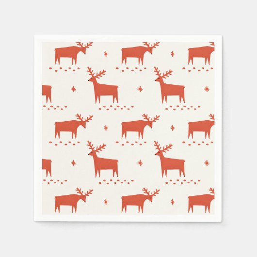 Serviette En Papier Rennes de Noël. Motif d'animaux des bois rouges (Devant)