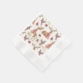 Serviette En Papier Rennes, oiseaux, fleurs adorables (Coin)