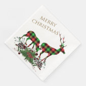 Serviette En Papier Rennes Plaid Joyeux Noël & Verdure (Coin)