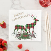 Serviette En Papier Rennes Plaid Joyeux Noël & Verdure (En situation)