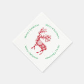 Serviette En Papier Rennes rouges avec voeux de Noël Joyeux (Coin)