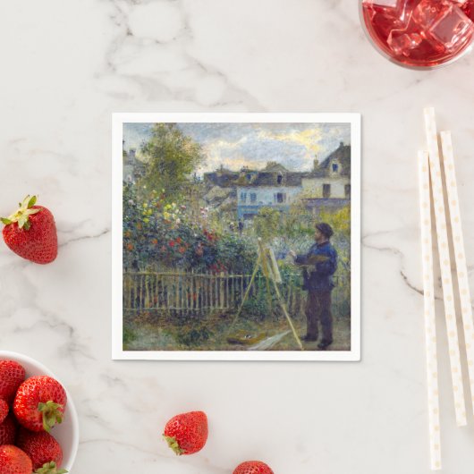Serviette En Papier Renoir - Claude Monet Peinture dans son jardin (En situation)