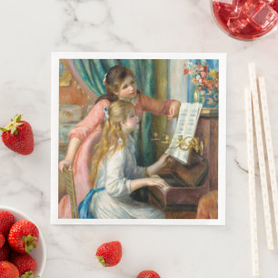 Serviette En Papier Renoir Deux Jeunes Filles au Piano Impression Musi