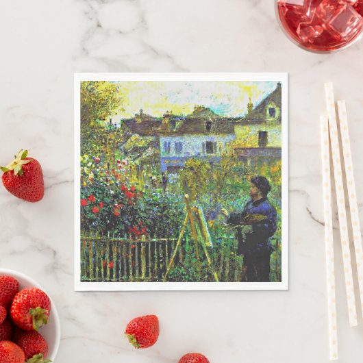 Serviette En Papier Renoir - Monet Peinture dans son jardin, (En situation)