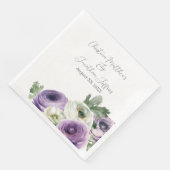 Serviette En Papier Renoncules violettes et blanches aquarelles romant (Coin)