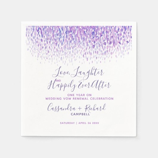 Serviette En Papier Renouvellement du voeu mariage violet 1 an après h (Devant)