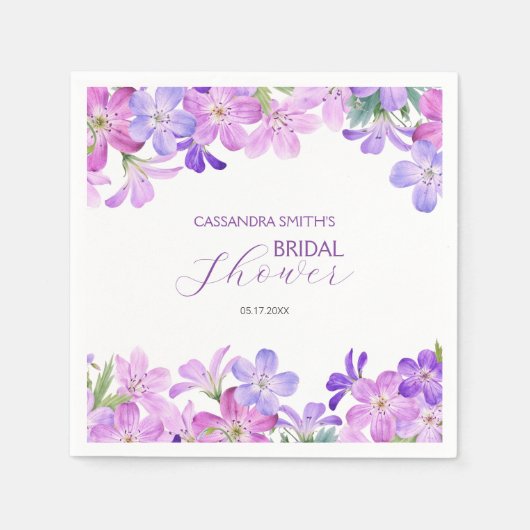 Serviette En Papier Repas de mariage aux géraniums violets (Devant)