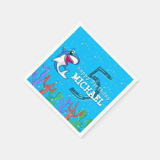 Serviette En Papier Requin Bleu Océan Enfants N'importe quel âge Anniv (Coin)