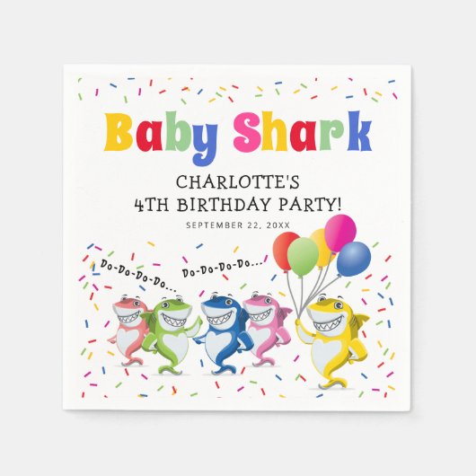 Serviette En Papier Requin coloré pour enfants | Anniversaire (Devant)