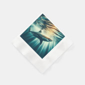 Serviette En Papier Requin dans la mer bleue profonde & soleil (Coin)