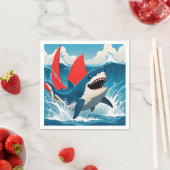 Serviette En Papier Requin dans l'océan (En situation)