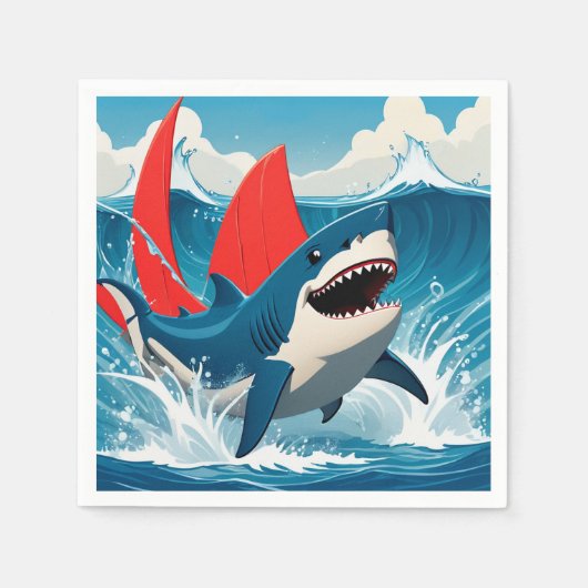 Serviette En Papier Requin dans l'océan (Devant)