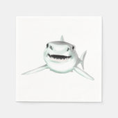 Serviette En Papier requin d'aquarelle souriant gris vert vert animal  (Devant)