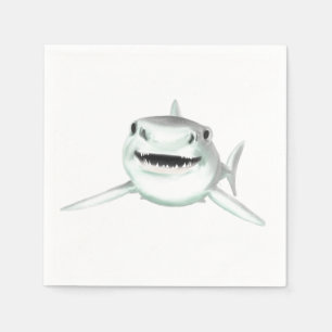Serviette En Papier requin d'aquarelle souriant gris vert vert animal 