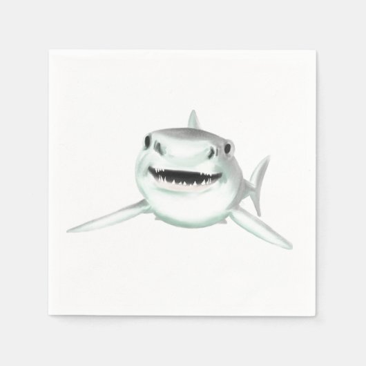 Serviette En Papier requin d'aquarelle souriant gris vert vert animal  (Devant)