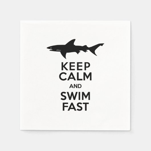 Serviette En Papier Requin - Gardez le calme et nagez vite (Devant)