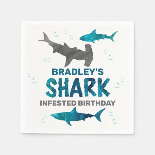 Serviette En Papier Requin infesté n'importe quel âge fête d'anniversa (Devant)