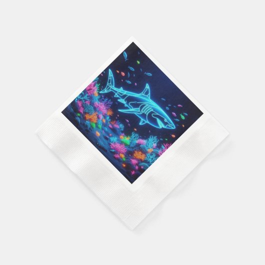 Serviette En Papier Requin néon coloré (Coin)