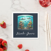 Serviette En Papier Requins et poissons Aquatic Aquarium Mariage (En situation)