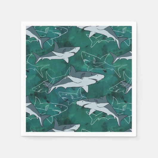 Serviette En Papier Requins, marine, mer, poisson, prédateur, animal,  (Devant)