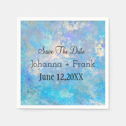 Serviette En Papier Réservez la date | Bleu (Devant)