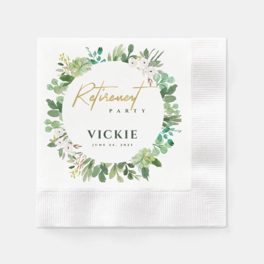 Serviette En Papier Résiliation de l'aquarelle succulente du feuillage (Devant)