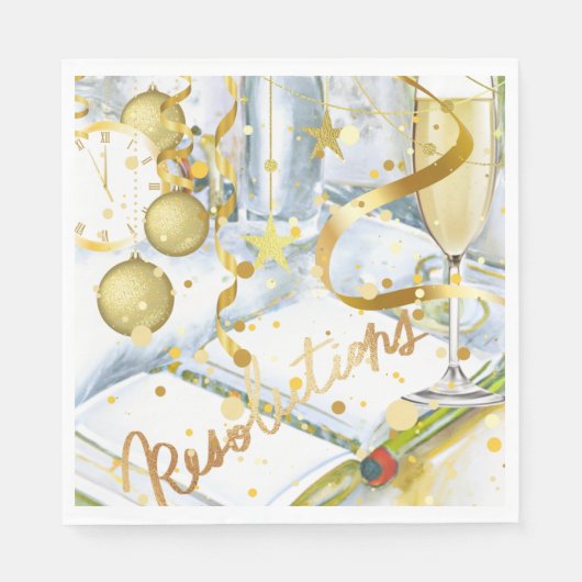 Serviette En Papier Résolution du Nouvel An (Devant)