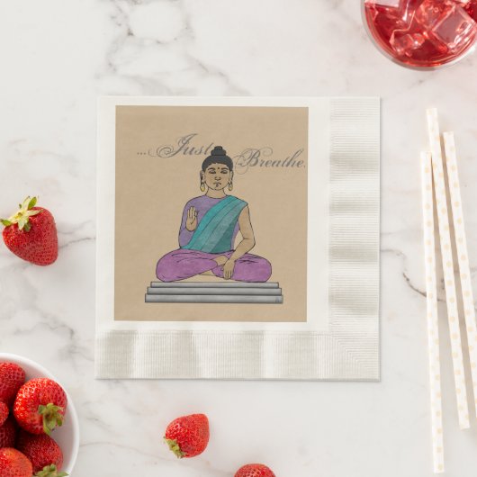 Serviette En Papier Respirez Le Bouddha Assis Calmant (En situation)