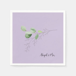 Serviette En Papier Ressort Aquarelle Lavande de Foliage dessinée à la