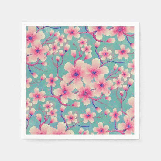 Serviette En Papier Ressort Cerise Blossoms vert Coque-Mate iPhone Cas (Devant)