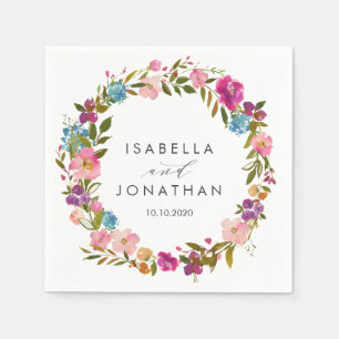 Serviette En Papier Ressort mariage Fleurs roses Personnalisé