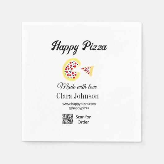 Serviette En Papier Restaurant de pizzas café pizzeria scannez le code (Devant)