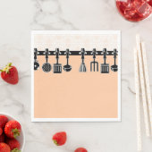 Serviette En Papier Restaurant Serviettes avec ustensiles de cuisine (En situation)