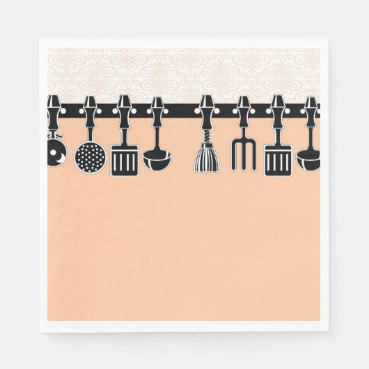 Serviette En Papier Restaurant Serviettes avec ustensiles de cuisine (Devant)