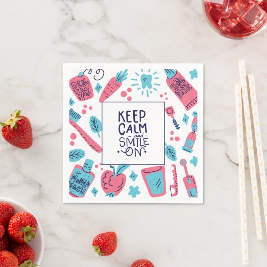 Serviette En Papier Restez Calme Et Souriez ! | Phrase mignonne (En situation)